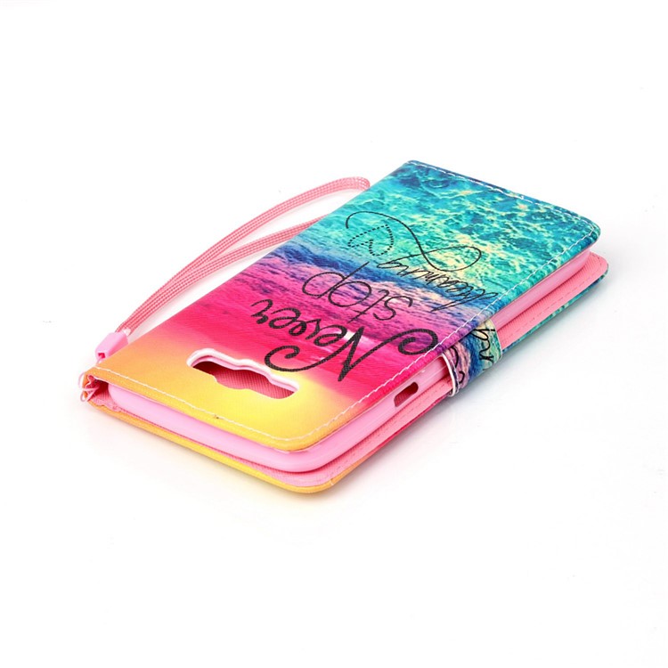 Leather Wallet Card Holder Case for Samsung Galaxy J7 (2016) - Never Stop Dreaming-5