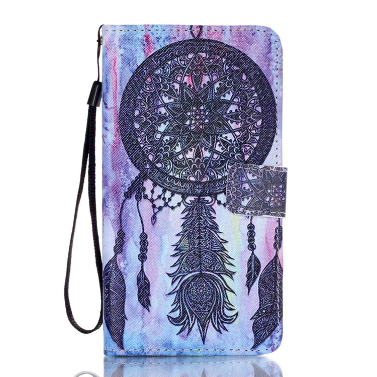 Leather wallet flip case for samsung galaxy j7 (2016) - tribal dream catcher