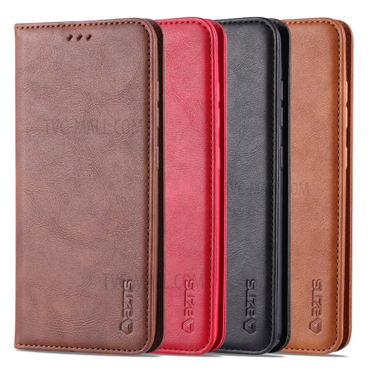 AZNS Retro Style PU Leather Mobile Stand Case for Samsung Galaxy A71 - Brown-10