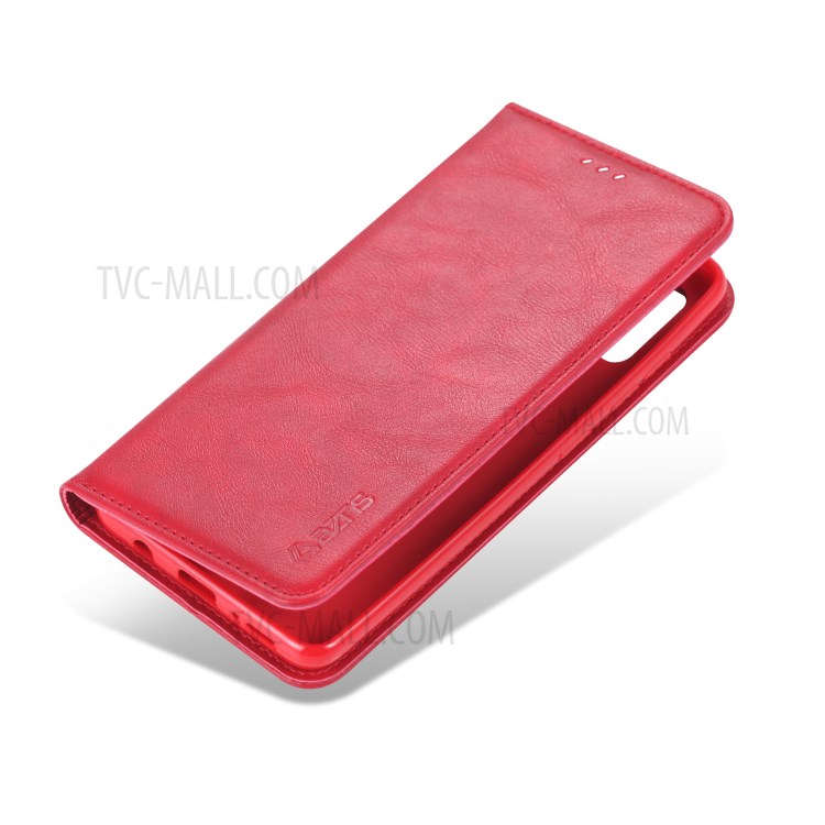 AZNS Retro Style PU Leather Mobile Stand Case for Samsung Galaxy A71 - Red-2