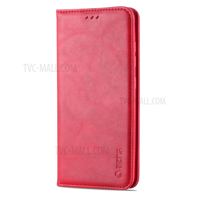 AZNS Retro Style PU Leather Mobile Stand Case for Samsung Galaxy A71 - Red-3