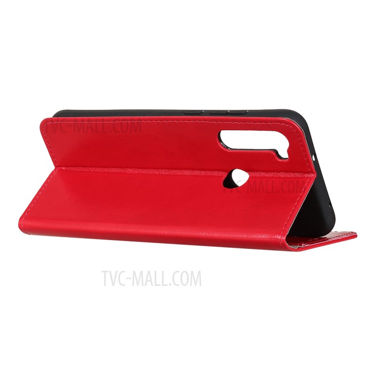 Crazy Horse Texture PU Leather Wallet Stand Phone Shell for Samsung Galaxy A21 - Red-3