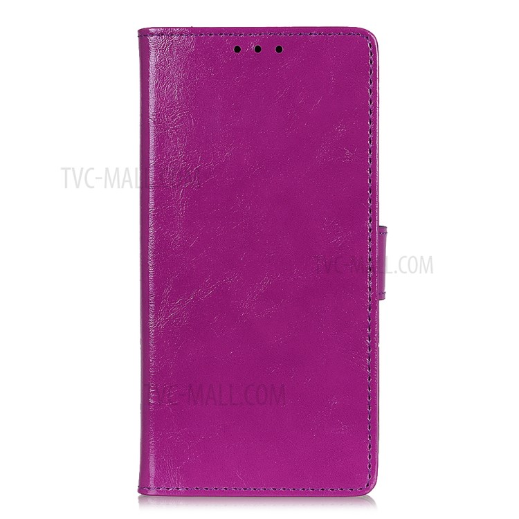 Crazy Horse Texture PU Leather Wallet Stand Phone Shell for Samsung Galaxy A21 - Purple-2