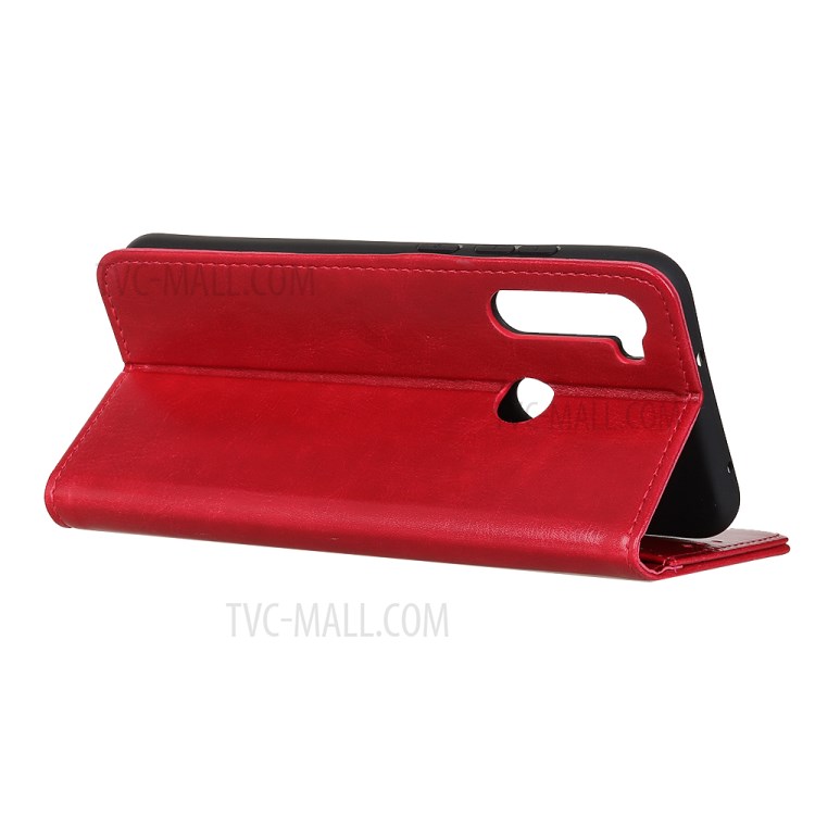 Crazy Horse Texture Wallet Stand Leather Phone Casing for Samsung Galaxy A21 - Red-4