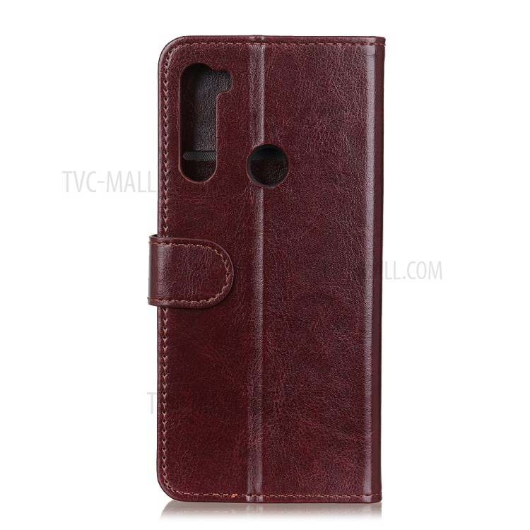 Boîtier Fou De Téléphone En Cuir Stand Portefeuille Texture Cheval Pour Samsung Galaxy A21 - Marron-2
