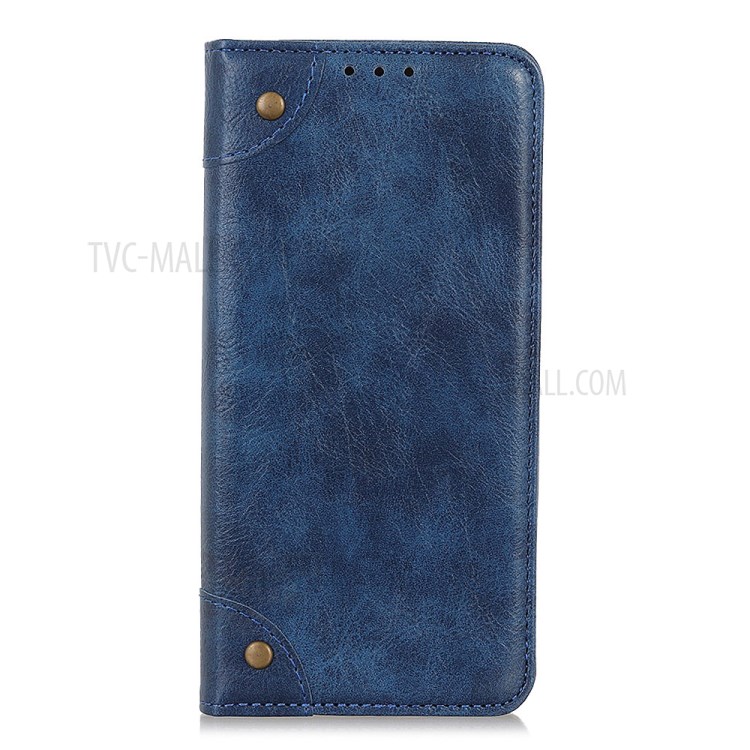 Crazy Horse Auto-absorbed Split Leather Wallet Case for Samsung Galaxy A21 - Blue-2