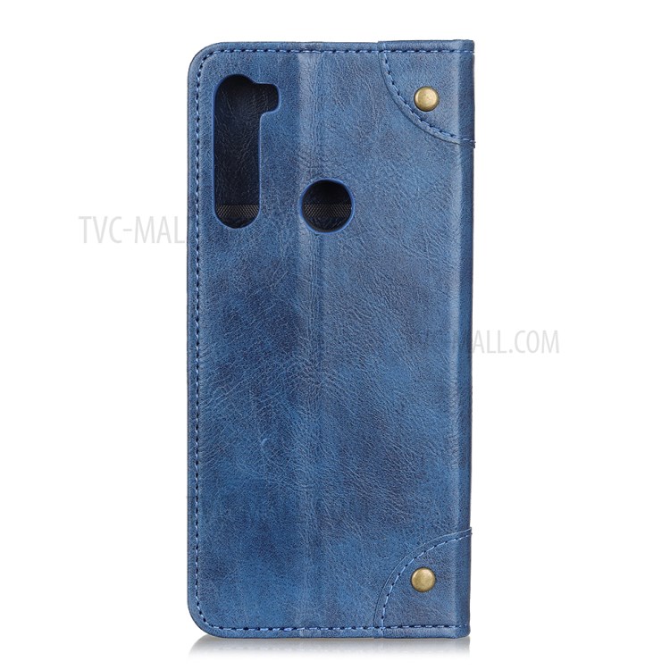 Crazy Horse Auto-absorbed Split Leather Wallet Case for Samsung Galaxy A21 - Blue-3