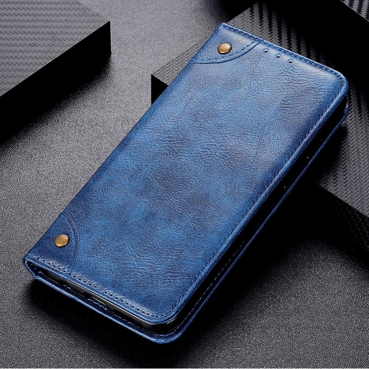Crazy Horse Auto-absorbed Split Leather Wallet Case for Samsung Galaxy A21 - Blue-9