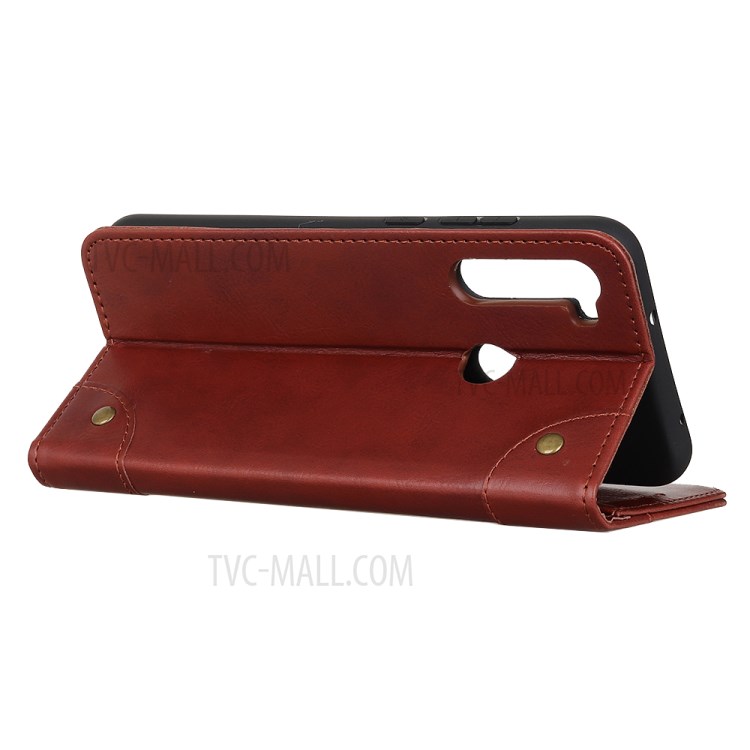 Crazy Horse Auto-absorbed Split Leather Wallet Case for Samsung Galaxy A21 - Brown-4