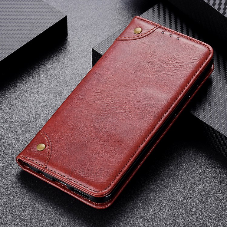 Crazy Horse Auto-absorbed Split Leather Wallet Case for Samsung Galaxy A21 - Brown-9
