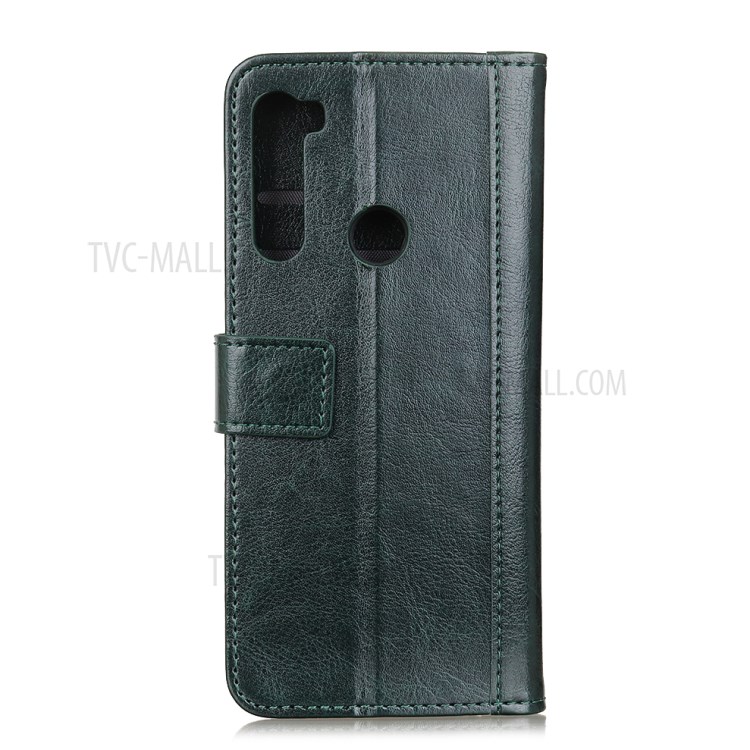 Rivet Decorated Crazy Horse Leather Wallet Stand Case for Samsung Galaxy A21 - Blackish Green-2