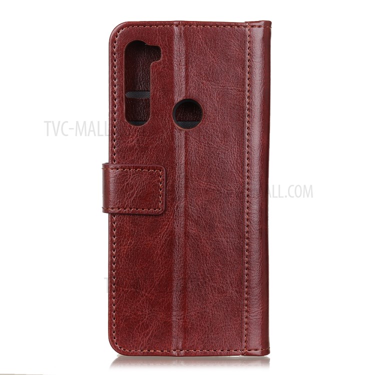 Rivet Decorated Crazy Horse Leather Wallet Stand Case for Samsung Galaxy A21 - Brown-2