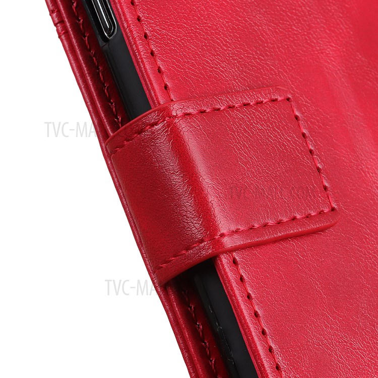 Rivet Decorated PU Leather Wallet Case for Samsung Galaxy A21 - Red-4