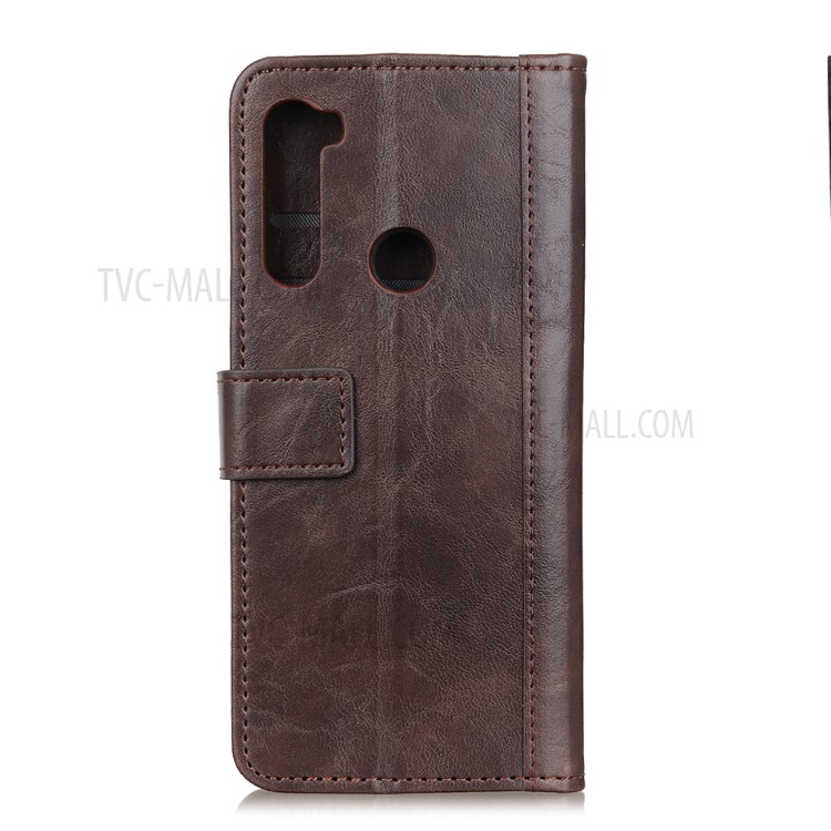 Rivet Decorated PU Leather Wallet Case for Samsung Galaxy A21 - Brown-2