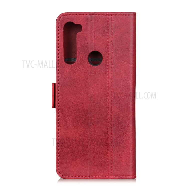 Magnetic Double Clasp Leather Wallet Stand Case for Samsung Galaxy A21 - Red-1