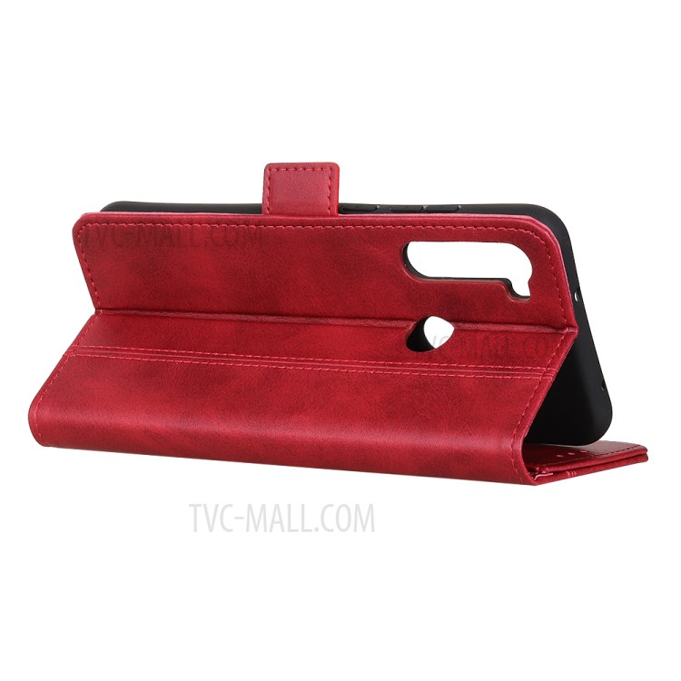 Magnetic Double Clasp Leather Wallet Stand Case for Samsung Galaxy A21 - Red-2