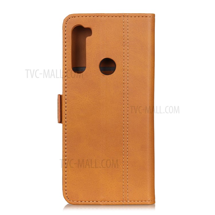 Magnetic Double Clasp Leather Wallet Stand Case for Samsung Galaxy A21 - Brown-1