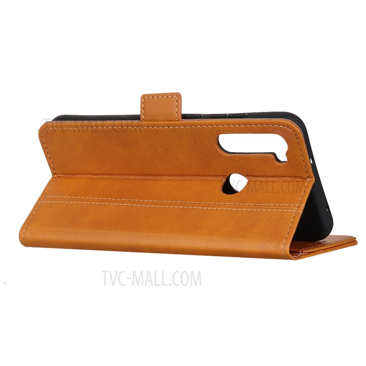 Magnetic Double Clasp Leather Wallet Stand Case for Samsung Galaxy A21 - Brown-5