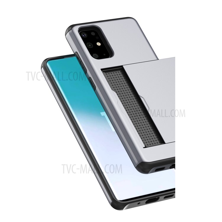 Card Slot PC + TPU Hybrid Protective Case for Samsung Galaxy S20 Plus - Silver-3