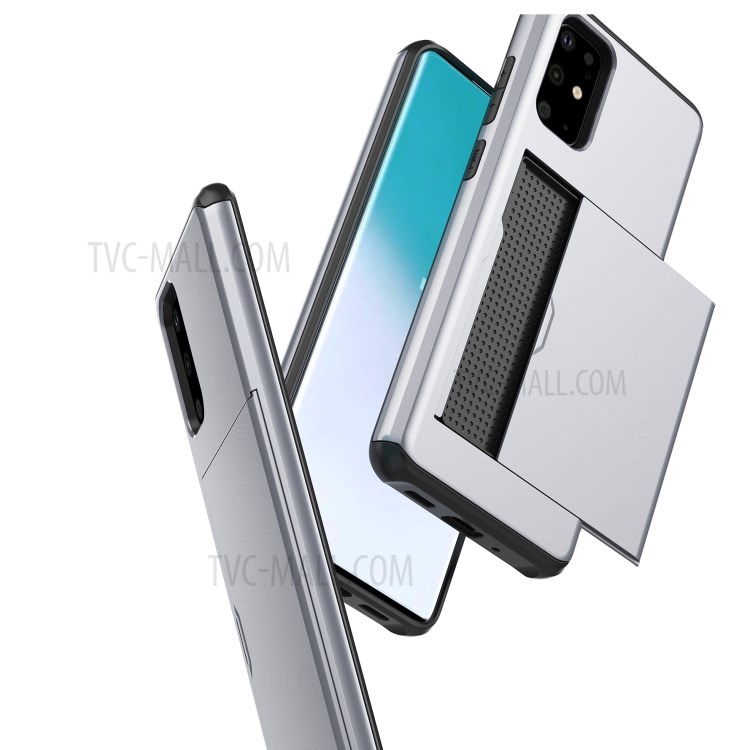 Card Slot PC + TPU Hybrid Protective Case for Samsung Galaxy S20 Plus - Silver-4