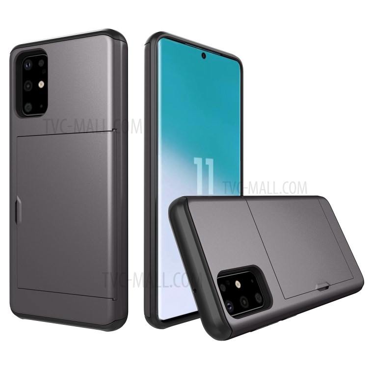 Card Slot PC + TPU Hybrid Protective Case for Samsung Galaxy S20 Plus - Grey-1