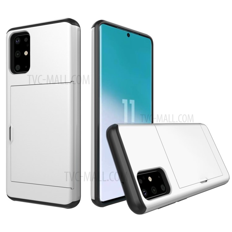 Card Slot PC + TPU Hybrid Protective Case for Samsung Galaxy S20 Plus - White-1