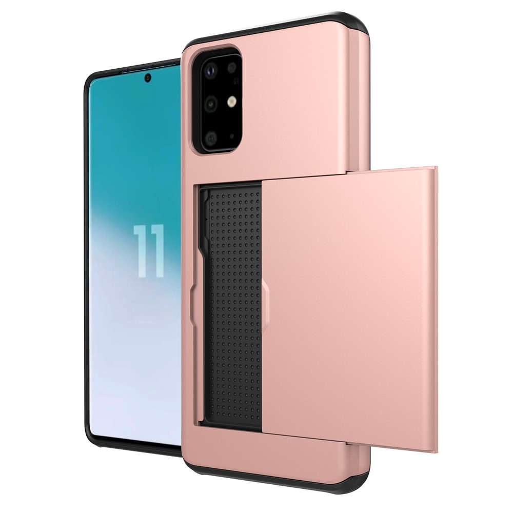 Card Slot PC + TPU Hybrid Phone Case for Samsung Galaxy S20 - Rose Gold-2