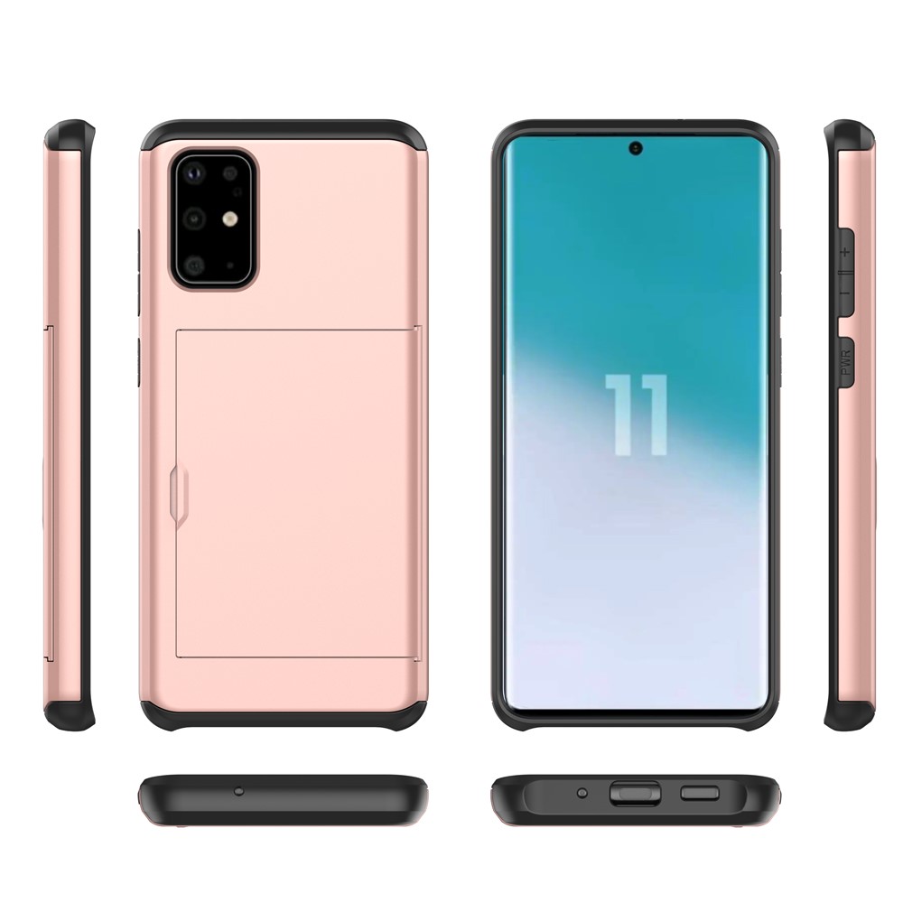 Card Slot PC + TPU Hybrid Phone Case for Samsung Galaxy S20 - Rose Gold-3