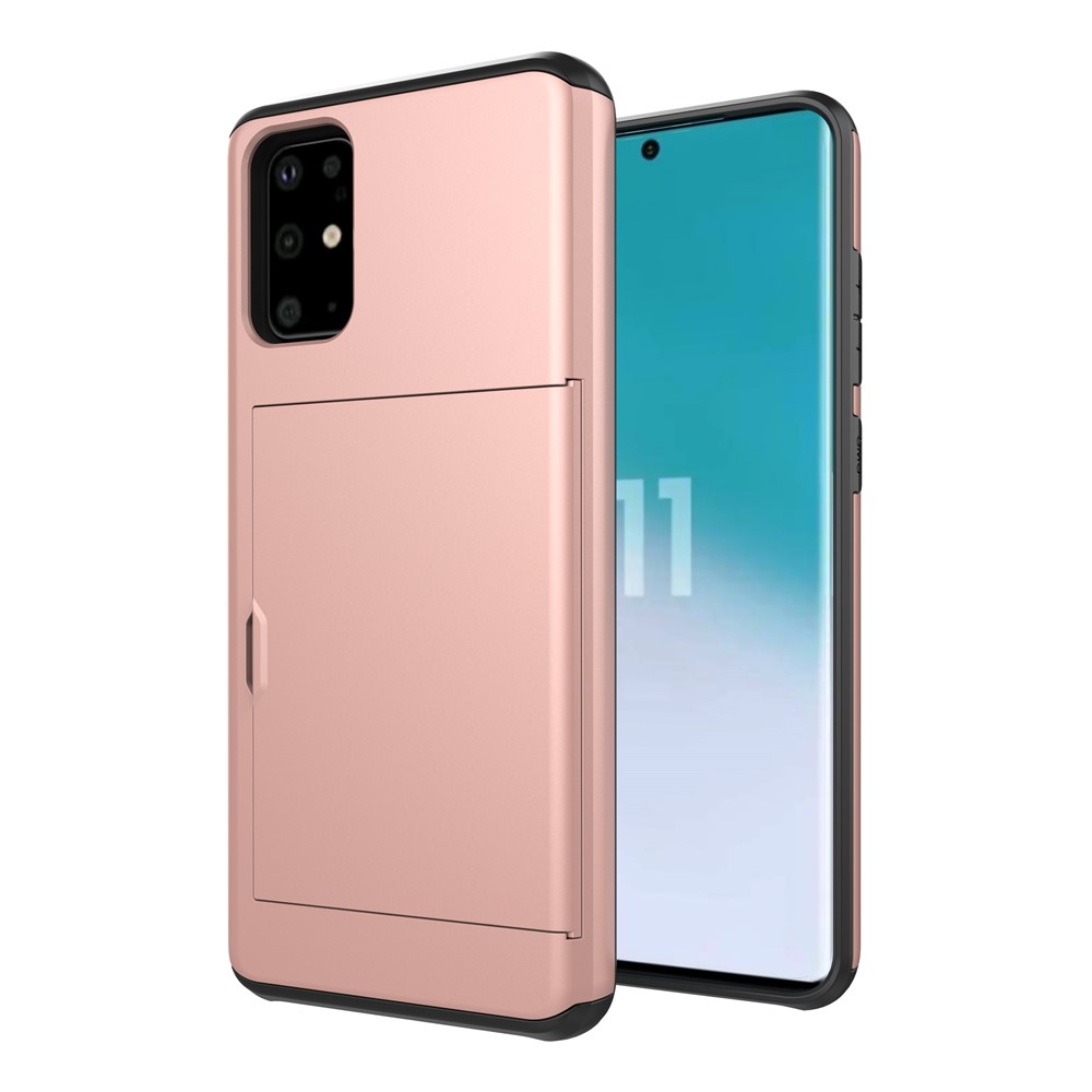 Card Slot PC + TPU Hybrid Phone Case for Samsung Galaxy S20 - Rose Gold-4