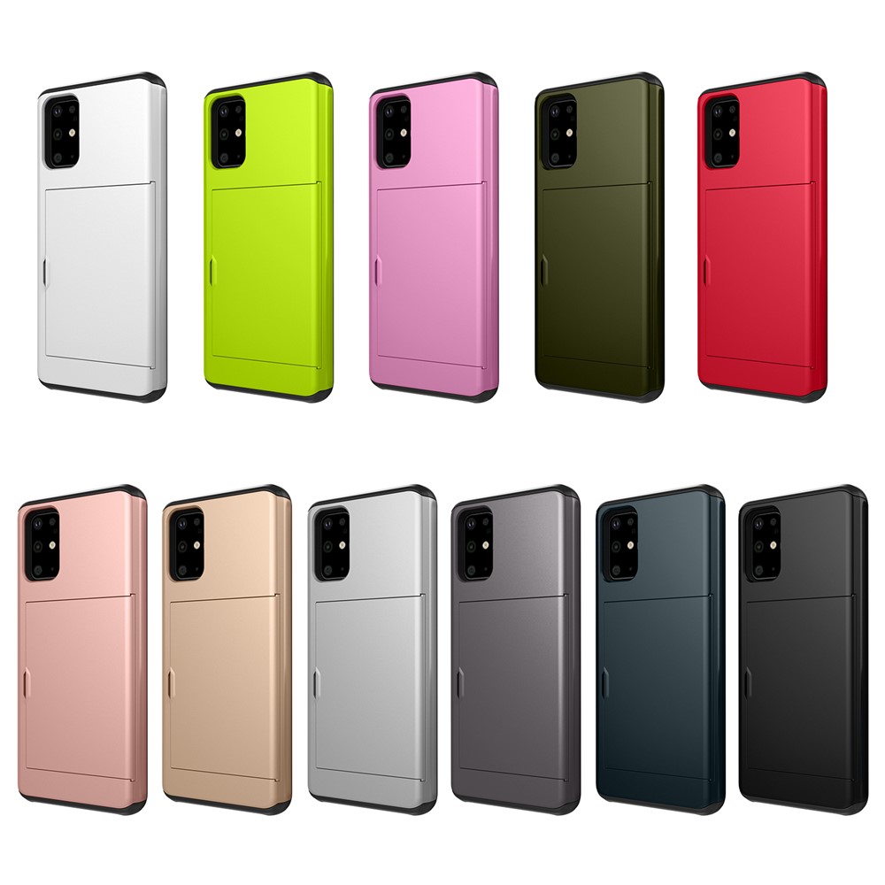 Card Slot PC + TPU Hybrid Phone Case for Samsung Galaxy S20 - Grey-2