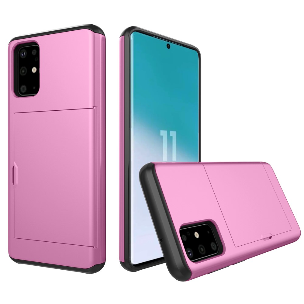 Card Slot PC + TPU Hybrid Phone Case for Samsung Galaxy S20 - Rose-1