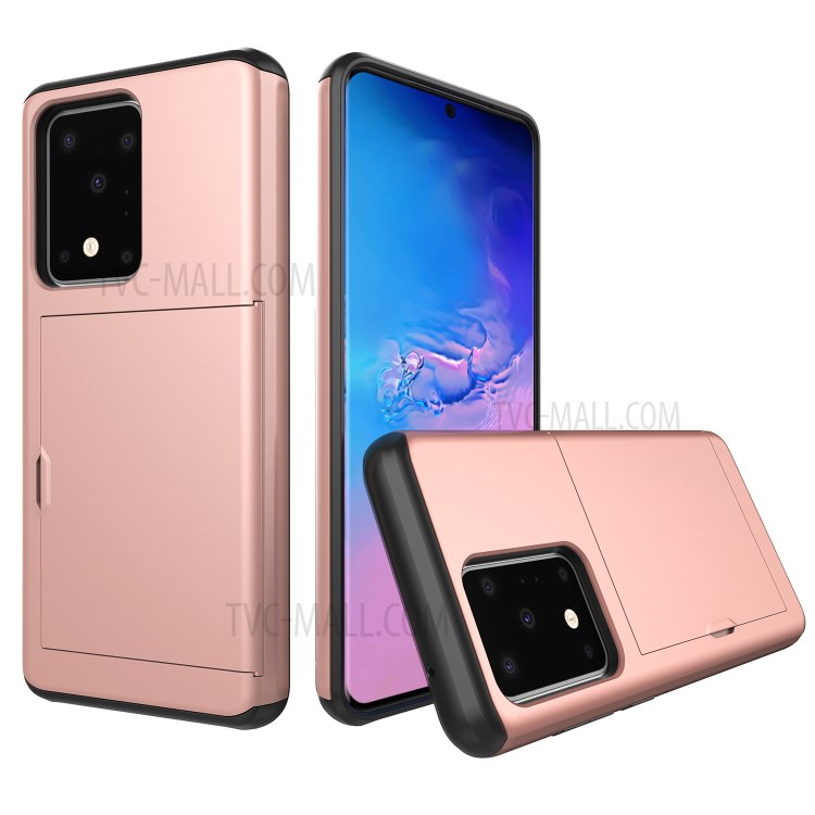 Card Slot PC + TPU Combo Back Shell for Samsung Galaxy S20 Ultra - Rose Gold-1