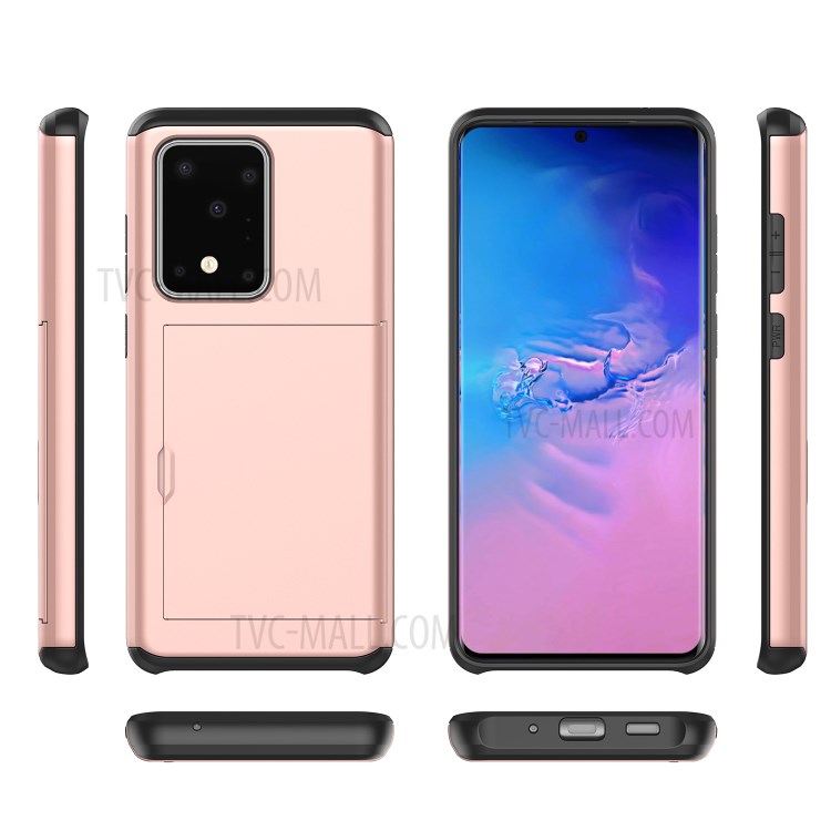 Card Slot PC + TPU Combo Back Shell for Samsung Galaxy S20 Ultra - Rose Gold-2