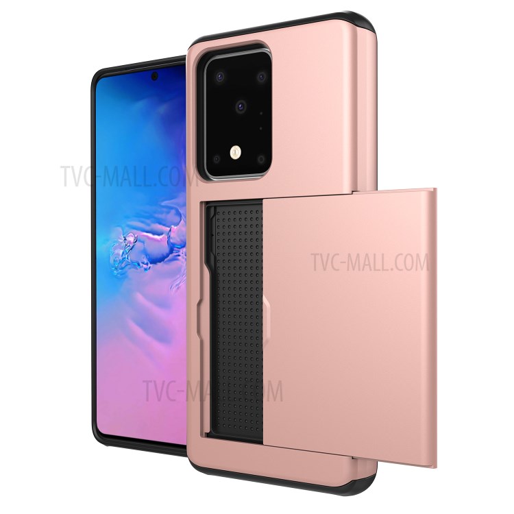 Card Slot PC + TPU Combo Back Shell for Samsung Galaxy S20 Ultra - Rose Gold-4