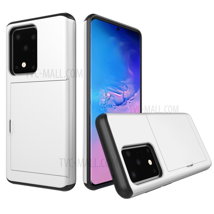 Card Slot PC + TPU Combo Back Shell for Samsung Galaxy S20 Ultra - White-1