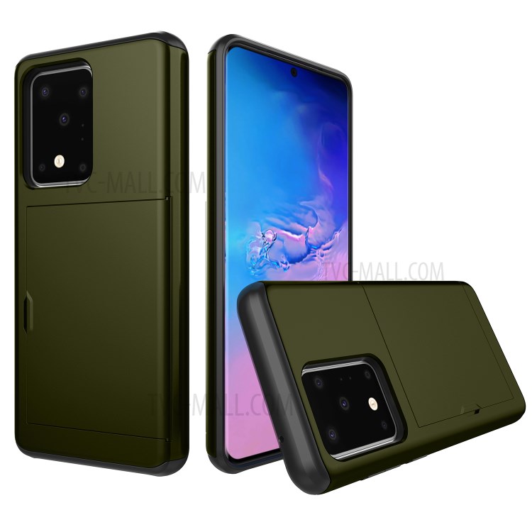 Card Slot PC + TPU Combo Back Shell for Samsung Galaxy S20 Ultra - Army Green-1