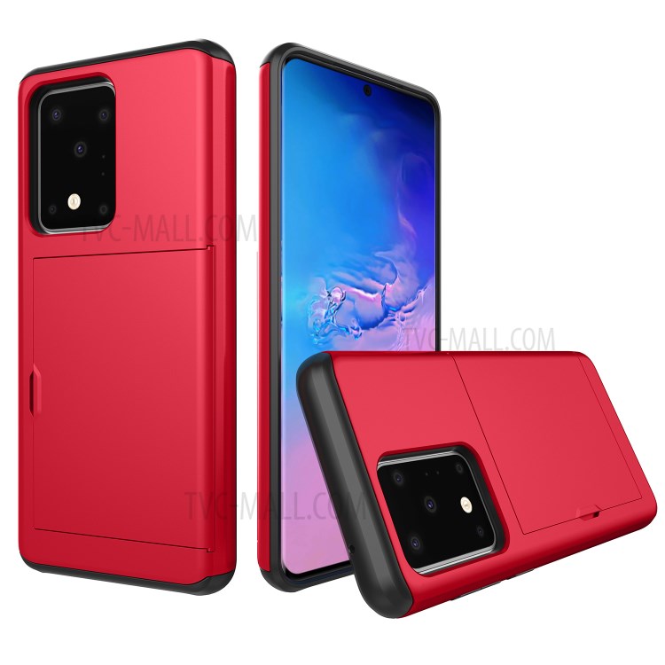 Card Slot PC + TPU Combo Back Shell for Samsung Galaxy S20 Ultra - Red-1