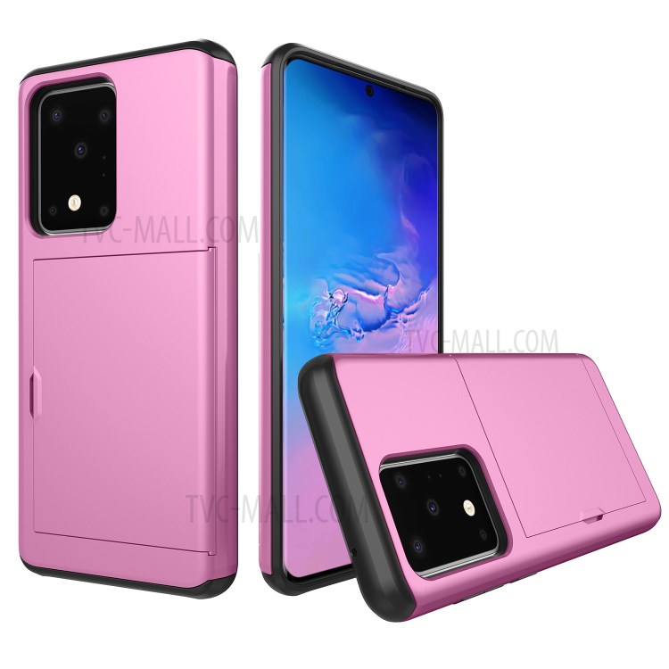 Card Slot PC + TPU Combo Back Shell for Samsung Galaxy S20 Ultra - Rose-1