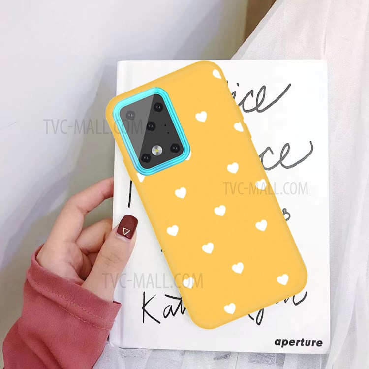 Heart Skin Matte TPU Phone Shell for Samsung Galaxy S20 Ultra - Yellow-2