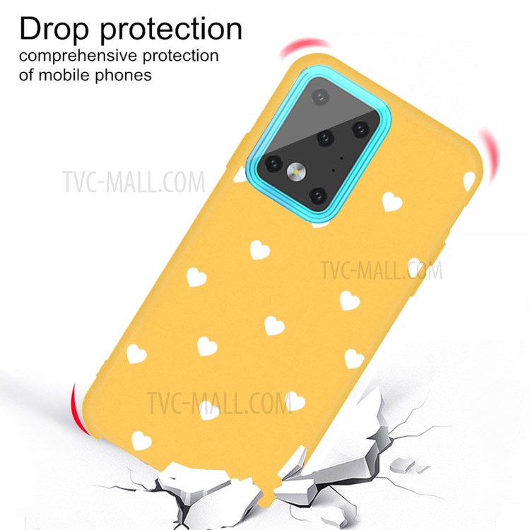 Heart Skin Matte TPU Phone Shell for Samsung Galaxy S20 Ultra - Yellow-3
