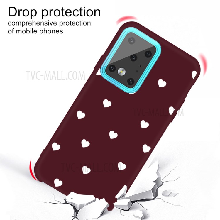 Heart Skin Matte TPU Phone Shell for Samsung Galaxy S20 Ultra - Wine Red-3