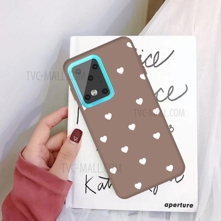 Heart Skin Matte TPU Phone Shell for Samsung Galaxy S20 Ultra - Khaki-2