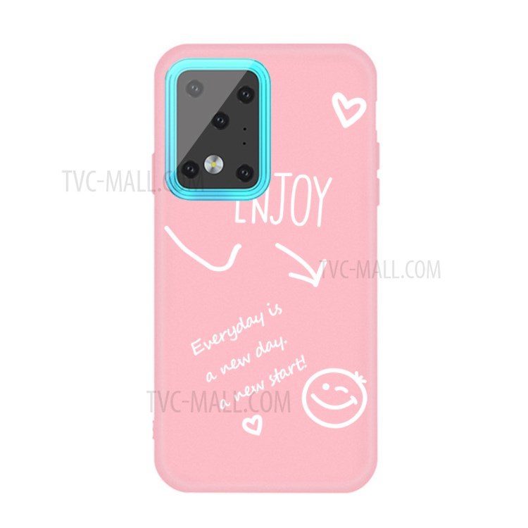 Letters Printing Matte TPU Phone Case for Samsung Galaxy S20 Ultra - Pink-1