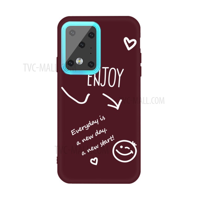 Letters Printing Matte TPU Phone Case for Samsung Galaxy S20 Ultra - Wine Red-1