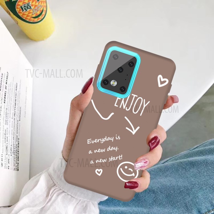 Letters Printing Matte TPU Phone Case for Samsung Galaxy S20 Ultra - Khaki-5