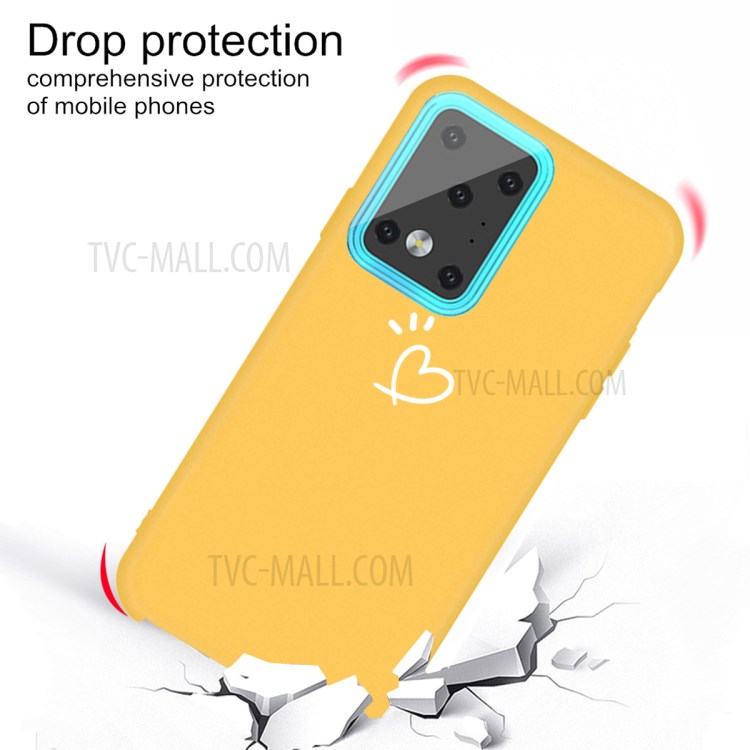 Love Heart Pattern Printing Matte TPU Back Shell for Samsung Galaxy S20 Ultra - Yellow-3