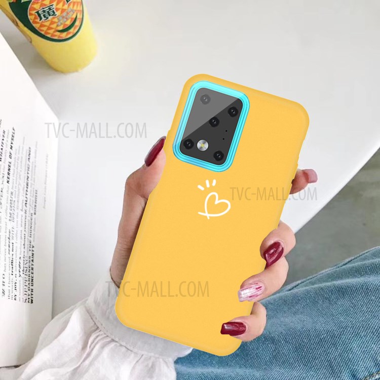 Love Heart Pattern Printing Matte TPU Back Shell for Samsung Galaxy S20 Ultra - Yellow-5