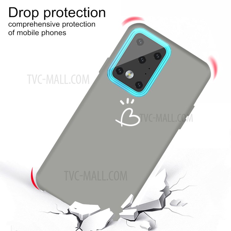 Love Heart Pattern Printing Matte TPU Back Shell for Samsung Galaxy S20 Ultra - Grey-3