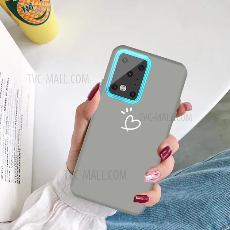 Love Heart Pattern Printing Matte TPU Back Shell for Samsung Galaxy S20 Ultra - Grey-5