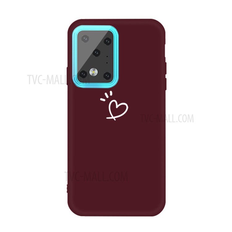 Love Heart Pattern Printing Matte TPU Back Shell for Samsung Galaxy S20 Ultra - Wine Red-1